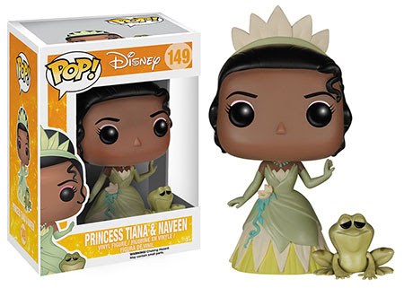 Disney Princess Tiana and Naveen Funko Pop Vinyl figures.